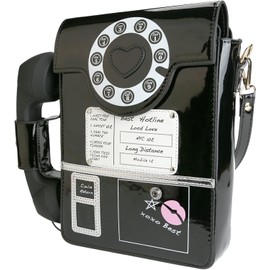 QiMing Bolso bandolera para teléfono de esfera retro, bolso de hombro con micrófono móvil para mujer