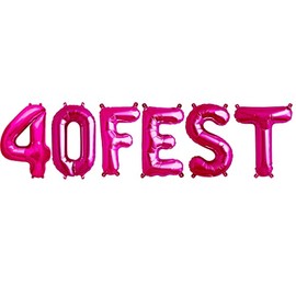40FEST 16" 40th BIRTHDAY PARTY FOIL BALLOONS - 40th Birthday Balloons - 40FEST BALLOONS (PINK)