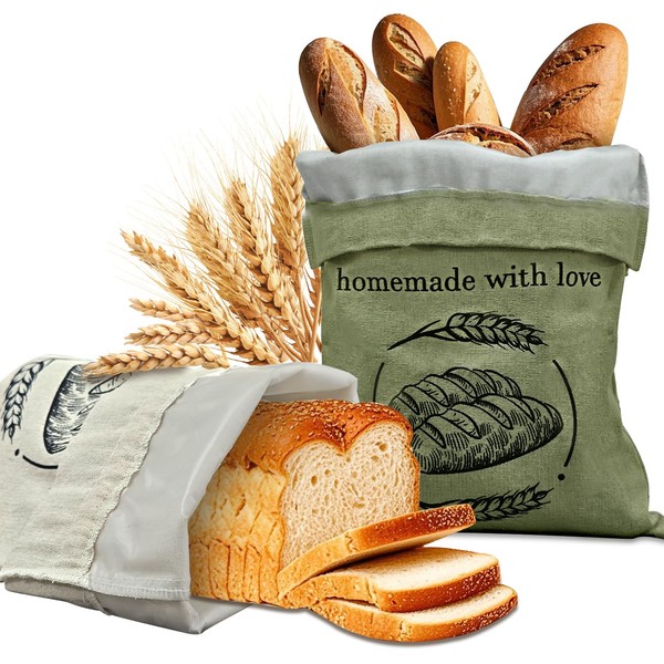 Linen Reusable Bread Bags for Homemade Bread & Sourdough -