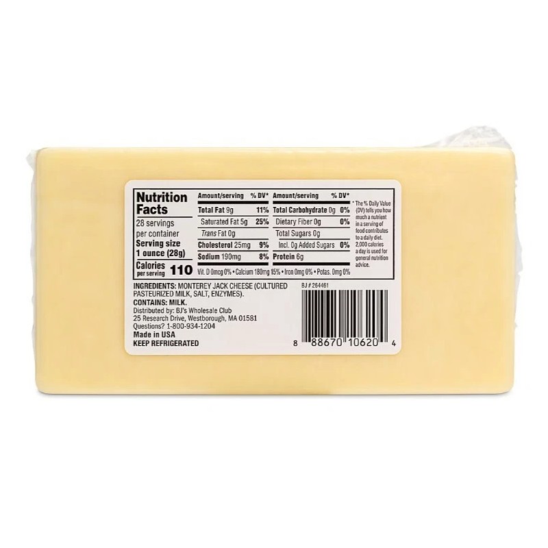 Wellsley Farms Monterey Jack Cheese, 1.75 lbs.