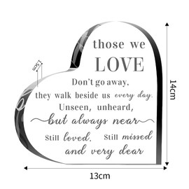 Memorial Gift Heart Shaped Acrylic Plaque Acrylic Decorative Ornament Heart Decoration Modern Home Decoration Bookshelf Office Bedroom Living Room Craft Decoration for Your Loss Loved Mother Father