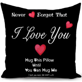 Cushion Covers Valentines Gifts for Boyfriend Girlfriend Anniversary Wedding Gifts for Her Husband Wife Birthday Couples Heart Hug Long Distance Relationship Cute Throw Pillow Couch Sofa (45x45cm)