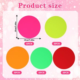 25 Sheets Neon Paper 5 Colors Glow in The Dark Paper 7.48'' Circle Neon Cardstock Classic Twister Fluorescent Card Stock for Black Light Glow Party Crafts Dance Floor Birthday Decor