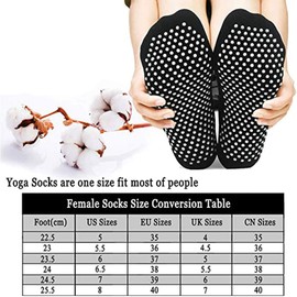 YOULIKE 3 Pairs Non Slip Yoga Pilates Socks Martial Arts Fitness Dance Barre - Anti-slip/Non-slip - Full Toe Ankle Fall Prevention Grip Socks - Sox UK 4-7