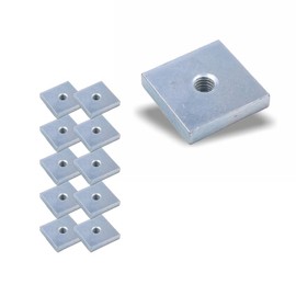 Slot Nut | Threaded Plate 20 x 20 x 4 mm M6 Thread Centre | Galvanised Steel (Pack of 10)