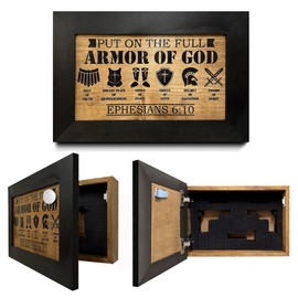 Full Armor of God Wall Gun Safe - Religious Hidden Gun Safe - Handcrafted Concealment Furniture for Guns - Quick Access Firearm Storage with Magnetic Lock - Hidden Shelf Safe by Bellewood Designs