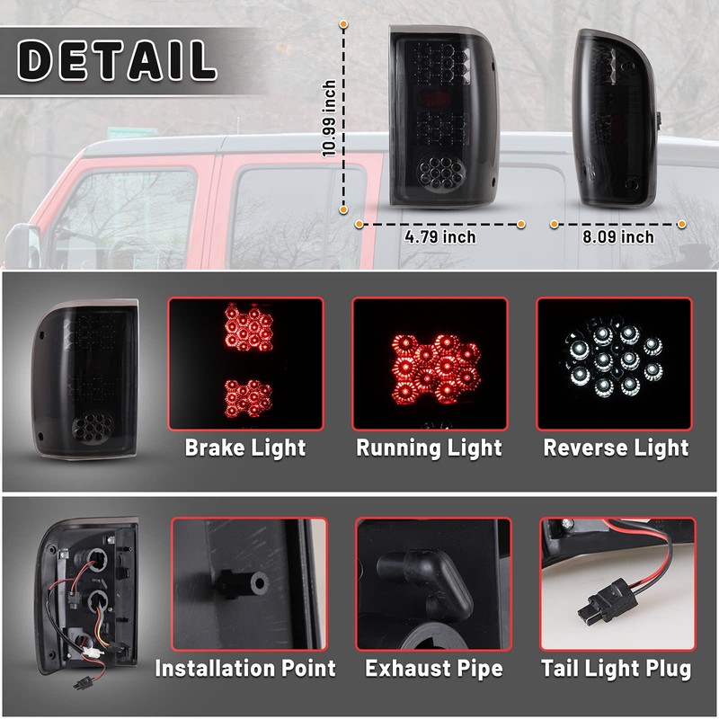 AUTOWIKI Tail Lights Assemblies Rear Lamp For 1993 1994 1995
