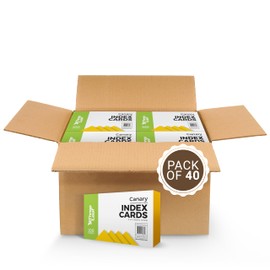 THREE LEAF 3 X 5, INDEX CARDS UNRULED, 4000 CT. (100 x 40) CANARY, Blank Flash Cards, Study Card, Memo Pad, For To-Do List, Art And Craft Projects