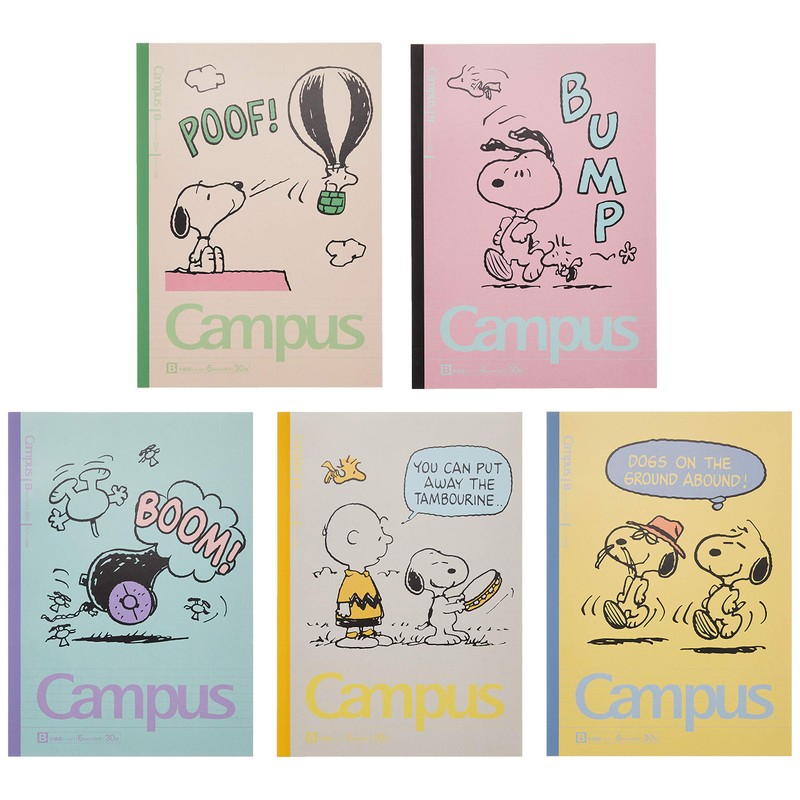 Sunstar Stationery S2637634 Snoopy Campus Notebook, Dot, B Ruled, 5