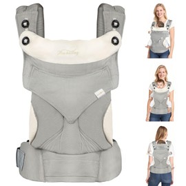 Lohofrnny Baby Carrier, Multifunctional Ergonomic Baby Carrier for 0-6 Months, All-in-One Child Carrier, Adjustable Seat, Baby Carrier with 3 Carrying Positions for Infants (Grey, 0-6 Months)