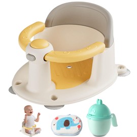 Trankerloop Baby Bath Seat 6 Months & up, Bath Seat for Baby, Infant Bath Seat with Suction Cups, Non-Slip, Detachable,Yellow
