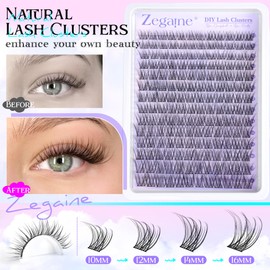 Natural Lash Clusters Wispy Cluster Eyelash Extensions Short C-Curly DIY Lash Extension 168Pcs Wispy Individual Lashes Natural Look Eyelash Clusters 10-16MM by Zegaine