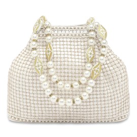 Aheli Cream Potli Bags Gift for Women Evening Bag Clutch Ethnic Bride Purse with Drawstring
