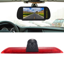 HD Brake Light Reversing Camera with 7 Inch Rear View Mirror Monitor, Waterproof Night Vision Rear View Camera Replacement for Ford Transit Tourneo Custom Jumbo Box V363 F150 F250 F350 V636 MK8