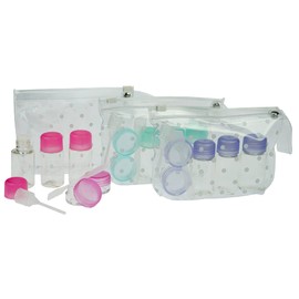 Fantasy Makeup Brand Set and Kit Model Contents Travel Set: 2 Cans, 3 Bottles, 1 Dropper, 1 Plastic Spatula in the Bag