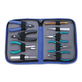 PMC Supplies LLC Beader's Jewelry Tool Kit w/Pliers Cutters Tweezers Wire Rounder Bead Crimping Wire Working Tool Set w/Case