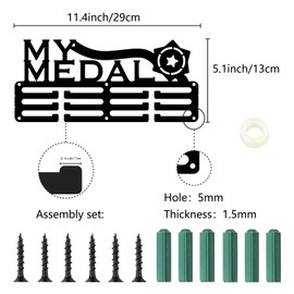 CREATCABIN Medal Holder Medal Hangers Display Rack Sports Metal Hanging Awards Iron Small Mount for Wall Home Badge Race Running Soccer Gymnastics Dance Medalist Black 11.4 x 5.1 Inch-My Medals