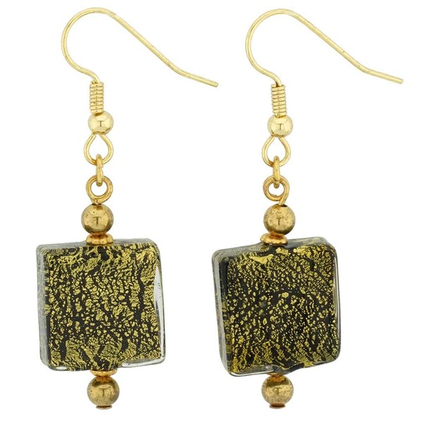 Glass Of Venice Murano Glass Vivaldi Square Earrings - Black