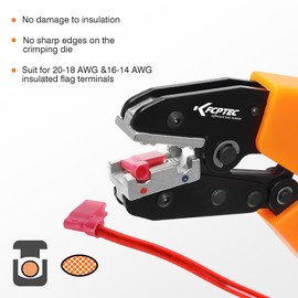 KF CPTEC Crimping Tool for Insulated Terminals Flat Connector 90° Angled 20-18 and 16-14 AWG Terminal Pliers with Ratchet Function