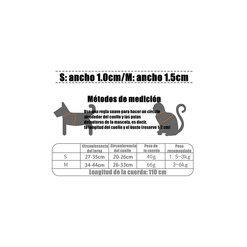 Pechera Arnés para Perros y Gatos, Pequeños y Medianos, con