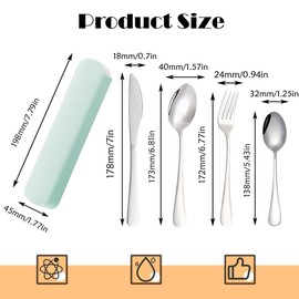 YAISUHCHNYE 4 PCS Travel Cutlery Set with Case Portable Stainless Steel Travel Lunch Utensils Reusable Flatware Set for Picnic Office School Outdoor Using
