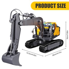 Mineup Remote Controlled Excavator, 13 Channel Excavator with Remote Control, 1:12 RC Excavator, Remote Control Excavator, Electric Excavator Toy, Excavator Tractor Toy Gifts for Children 7 8 9+ Years