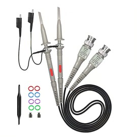 Pack of 2 Oscilloscope Probe Kit, P6100 100 MHz 10: 1 and 1: 1 Precision BNC Oscilloscope Probe Head, Switchable High Precision Scope Oscilloscope Clip Probes for Oscilloscope