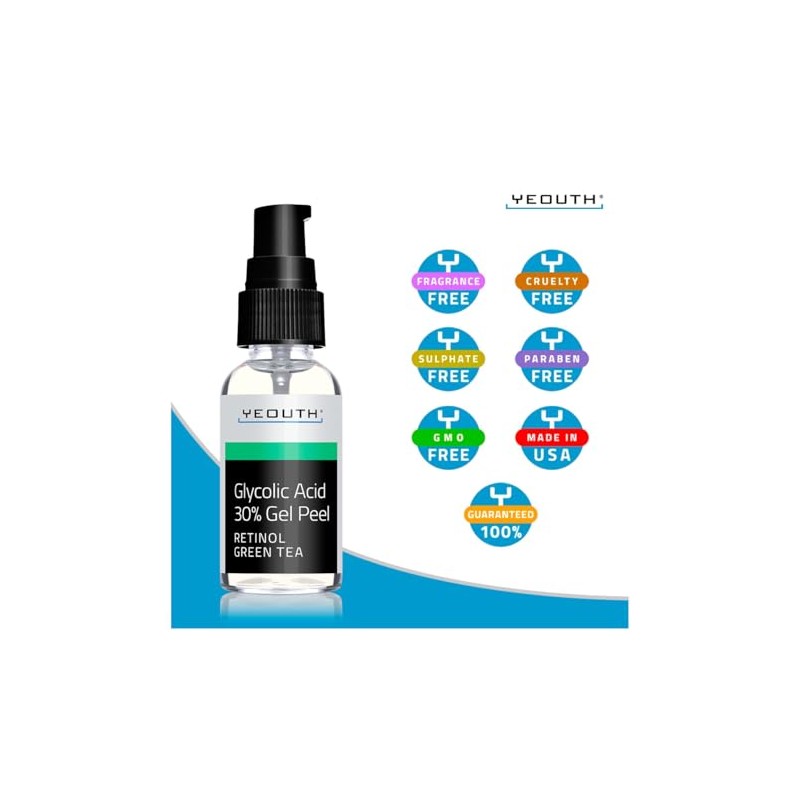 YEOUTH Acido Glicolico Peeling Facial para la Car, Exfoliante Químico