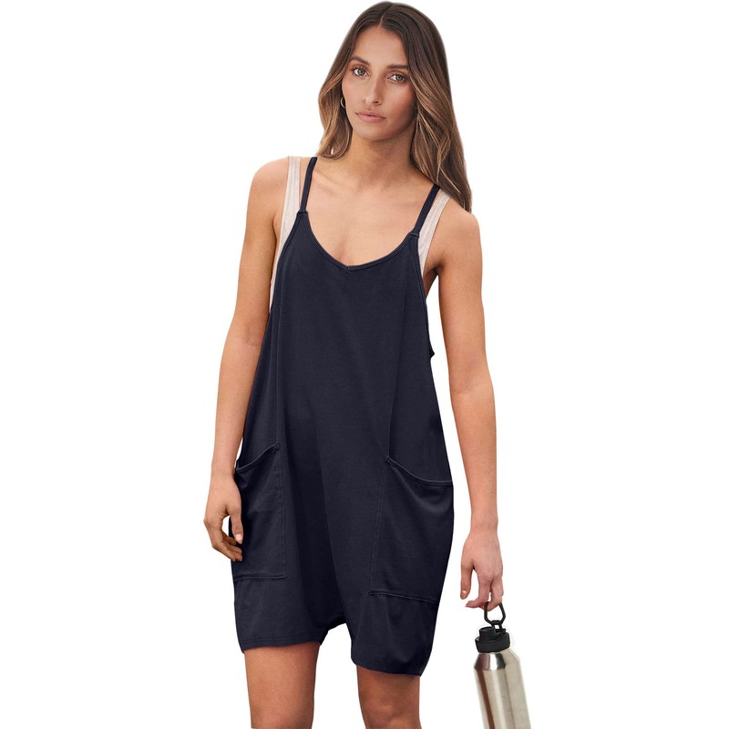 ANRABESS Womens Rompers Summer Casual Loose Sleeveless Overalls Spaghetti Strap