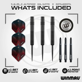 WINMAU Solaris Pro Specialist Tungsten 21 Gram Steel Tip Darts Set with Flights and Shafts (Stems)