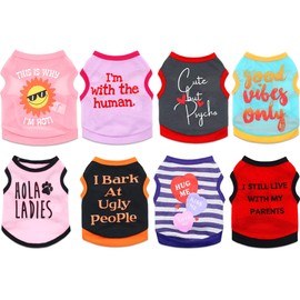 8 Pack Dog T-Shirt Clothes for Small Dogs Girls Puppy Shirts Summer Breathable Chihuahua Yorkie Apparel, Medium
