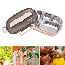 Thermal Lunch Box, 5 Compartments, Portable Durable Food Carrier with Chopstick Spoon for School (Pink [Send Chopsticks and Spoon])