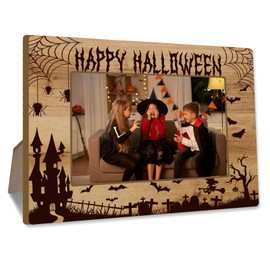 CBFEBCBST Happy Halloween Picture Frame Halloween Horror Photo Frame 4x6 Wooden Picture Frame with Stand, Photo Tabletop Display & Home Décor - A01