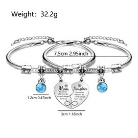 lauhonmin 2Pcs Mother Daughter Heart Matching Bangle Bracelets Set Gifts For Mom Mothers Day Birthday Christmas Presents From Daughter