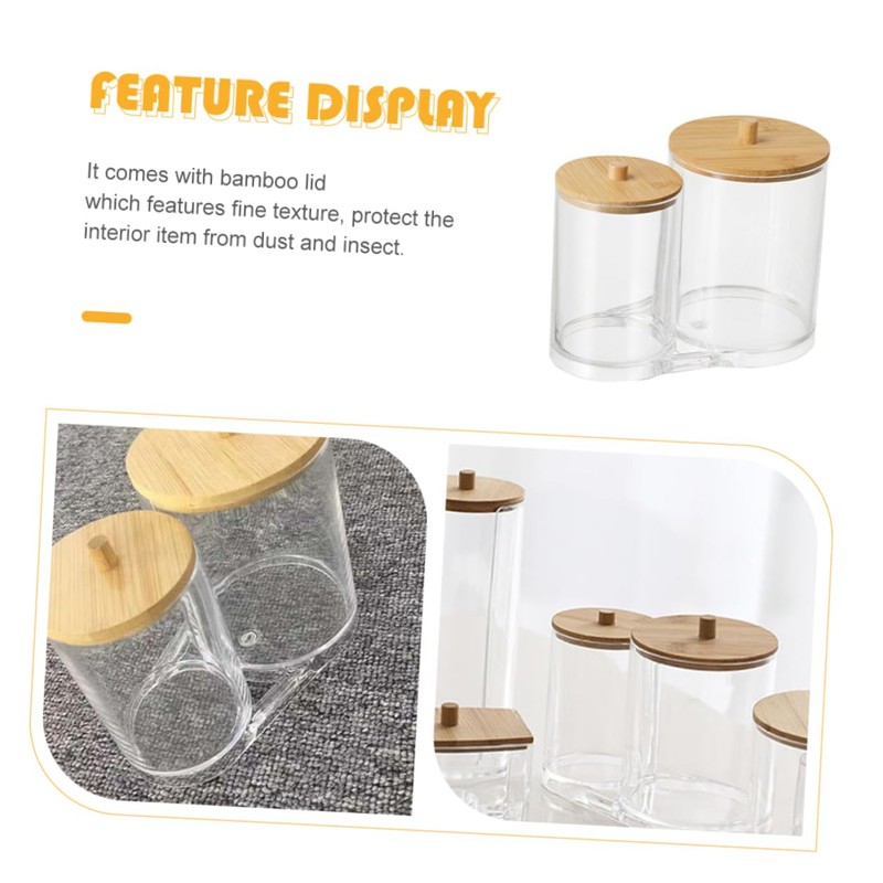 WOONEKY Make up Brush Storage Bamboo Lids Swab Organizer Home