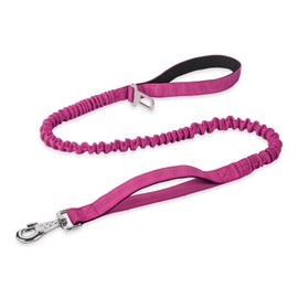 BUMBIN 6Ft Dog Leash Large Dogs, Bungee Dog Leash with 2 Handles, Heavy Duty Dog Leashes for Medium Small Dogs, No Pull Shock Absorbing Dog Leash with Car Seat Belt for Training, Pink