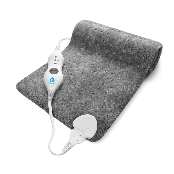 Pursonic Extra Large Electric Heating Pad for Back Pain and Cramps Relief 12x24-2 Hours Auto Shut-Off,Moist Heat Therapy Option (Grey)