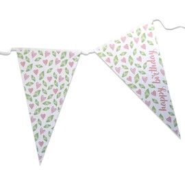 ECOFIESTA 1 x Paper Bunting 5 m Leaves & Hearts Pastel - Garland for Birthdays - Birthday Decoration Pastel, Summer Decoration Indoor