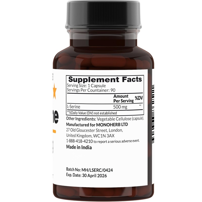 MONOHERB L-Serine 500 mg - 90 Veg Capsules - 90