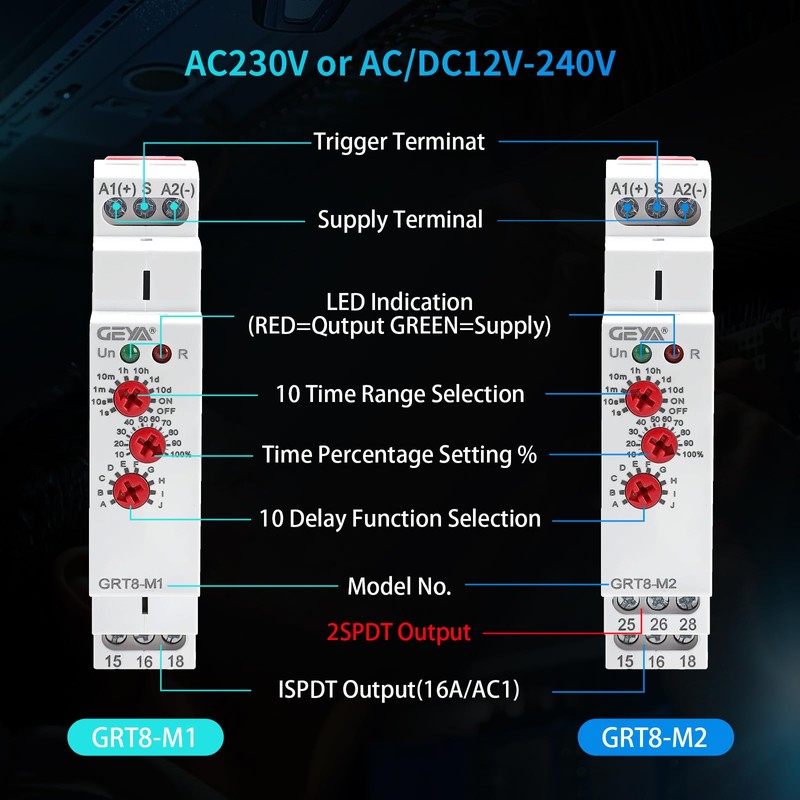 Multifunction Time Relay, IGEYAPA 16A Delay ON Off GRT8 M1