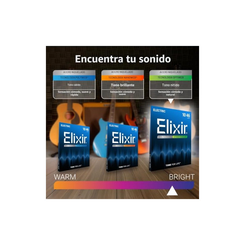 Cuerdas de guitarra eléctrica Elixir Strings con revestimiento OPTIWEB (19077)