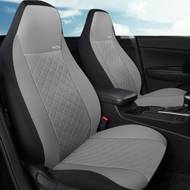 GIANT PANDA Front Seat Covers for Bucket Seats, Faux Leather Seat Covers Universal for Most Cars SUV and Mini Van (Grey)