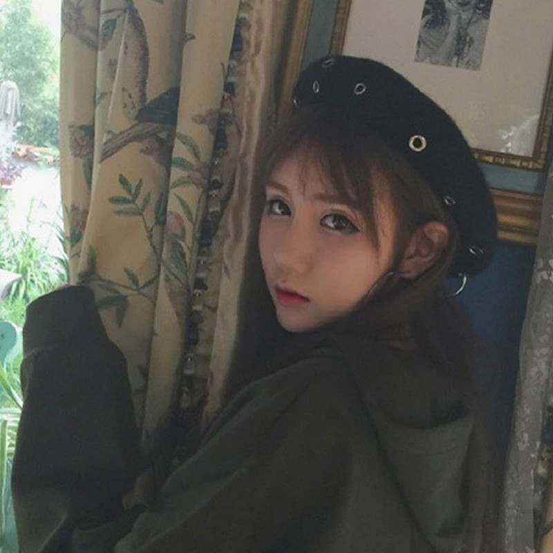FANGFA Berets Fashion Iron Ring Painter Hat Punk Style Beret