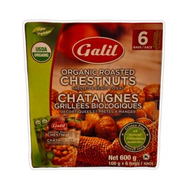 Galil Organic Roasted Chestnuts - Gluten Free, Shelled and Ready to Eat - 6 x 100g (600 grams)