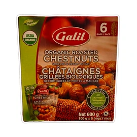 Galil Organic Roasted Chestnuts - Gluten Free, Shelled and Ready to Eat - 6 x 100g (600 grams)