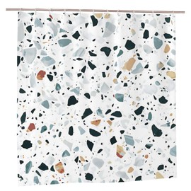 Newhomestyle Modern Terrazzo Shower Curtains, Modern Art Quick Dry Bath Bathroom Curtain, Waterproof Washable Polyester Fabric Bathtub Curtain Decor with 12 Hooks, 180 x 180 cm/ 71X71 in