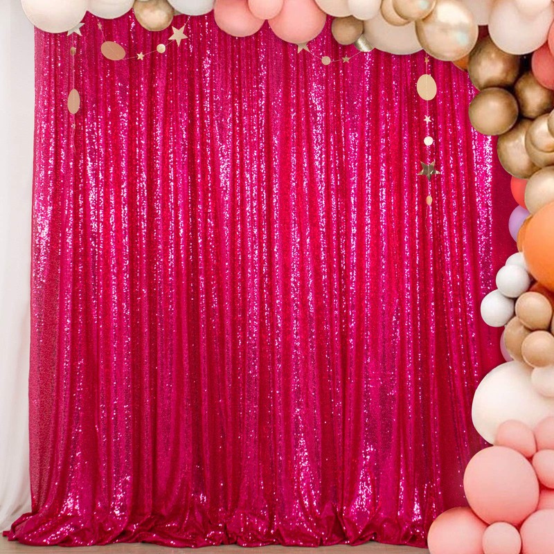 ShinyBeauty Sequin Backdrop 125x215cm Fuchsia Backdrop Decoration 1 Panel Hot