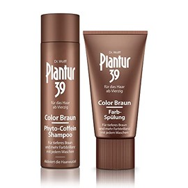 Plantur 39 Color Braun Phyto Caffeine Shampoo - 1 x 250ml - Colour Conditioner 1 x 150ml - For Brown Hair - Conceals Grey and Light Hairline