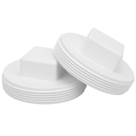 CKVIHAV 2Pack 4 Inch PVC Male Threaded Pipe End Cap SCH40 PVC Pipe Male Thread Plug 4" PVC NPT Male End Cap Adaptor, PVC Cleanout End Cap Plug, PVC NPT Male Plug Pipe Fitting for Plumbing Water Line