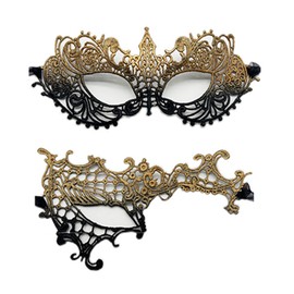 TFTSR Masquerade Masks for Women Couples,Men Mardi Gras Mask,Girls Black Gold Lace Eyes Costume,Adults Venetian Party Dress